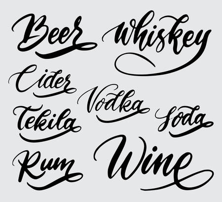 Beer and wine handwriting calligraphyのイラスト素材