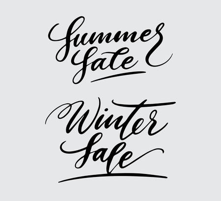 Summer and winter sale handwriting typography.のイラスト素材