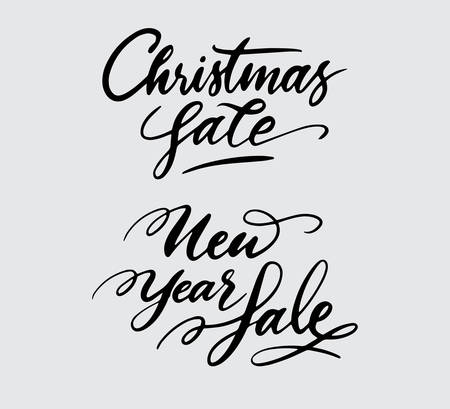 Christmas and new year sale handwriting typography.のイラスト素材