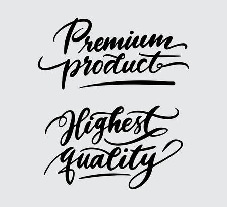 Premium product and highest quality handwriting typography.のイラスト素材