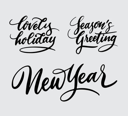 seasons greeting and new year event handwriting typography.のイラスト素材