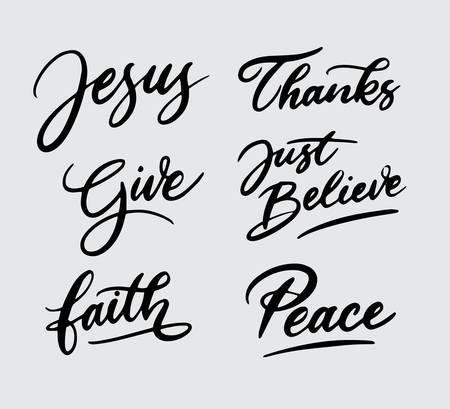 Jesus and peace handwriting typography.のイラスト素材