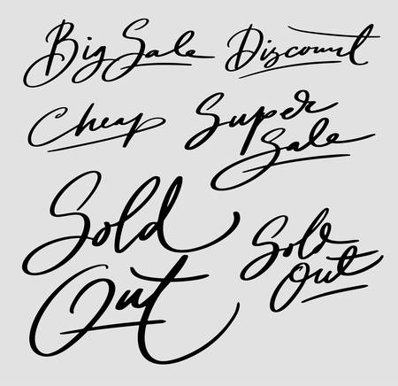 big sale and sold out handwriting typography. Good use for logotype, symbol, cover label, product, brand, poster title or any graphic design you want. Easy to use or change colorのイラスト素材
