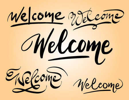 Welcome spontaneous handwriting typography. Good use for logotype, symbol, cover label, product, brand, poster title or any graphic design you want. Easy to use or change colorのイラスト素材