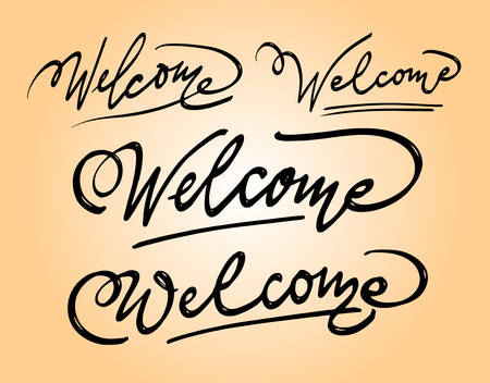 Welcome artistic handwriting typography. Good use for logotype, symbol, cover label, product, brand, poster title or any graphic design you want. Easy to use or change colorのイラスト素材