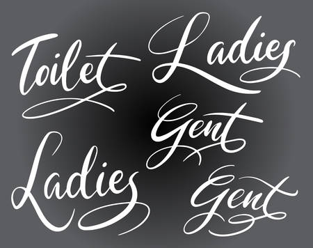 toilet ladies and gent handwriting typography. Good use for logotype, symbol, cover label, product.のイラスト素材