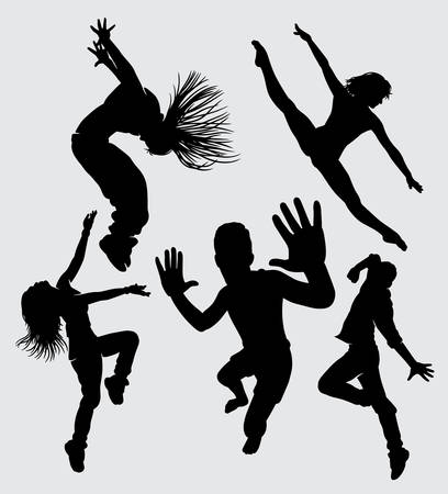 Modern dance man and women gesture silhouette good use for symbol, logo, web icon, mascot, sign, sticker, or any design you wantのイラスト素材