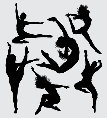 modern dance silhouette Good use for symbol, web icon, mascot, sign, sticker, or any design you wantのイラスト素材