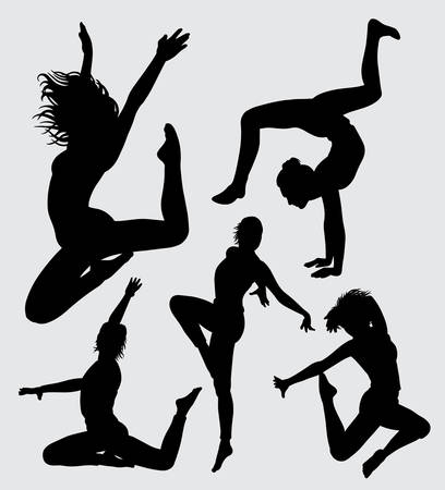 Aerobic dance silhouette Good use for symbol, web icon, mascot, sign, sticker, or any design you wantのイラスト素材