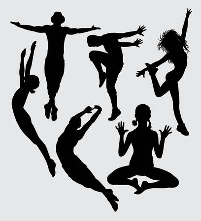 dance aerobic and sport silhouette Good use for symbol, logo, web icon, mascot, sign, sticker, or any design you wantのイラスト素材