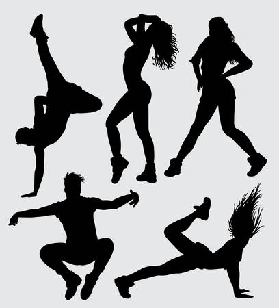 Dancing male and female silhouette Good use for symbol, web icon, mascot, sign, sticker, or any design you wantのイラスト素材