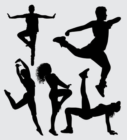 Modern dance male and female gesture silhouette Good use for symbol, web icon, mascot, sign, sticker, or any design you wantのイラスト素材