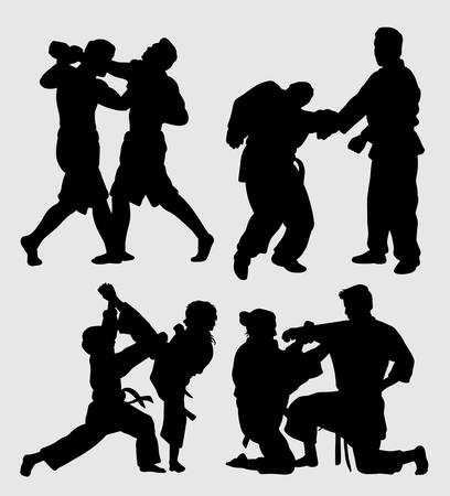 Fighting training sport silhouette Good use for symbol, web icon, mascot, sign, sticker, or any design you wantのイラスト素材