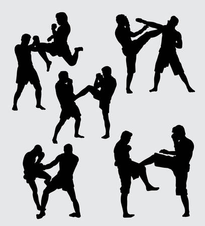 fighting training sport silhouette Good use for symbol, logo, web icon, mascot, sign, sticker, or any design you wantのイラスト素材