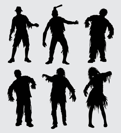 zombie horror mutant people silhouette Good use for symbol, web icon, mascot, sign, and others.のイラスト素材