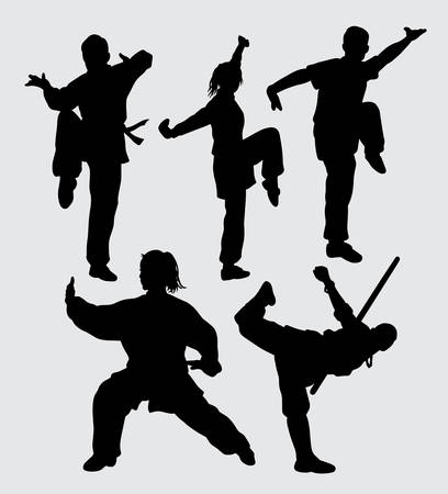Martial art male and female training sport silhouette Good use for symbol, web icon, and others.のイラスト素材