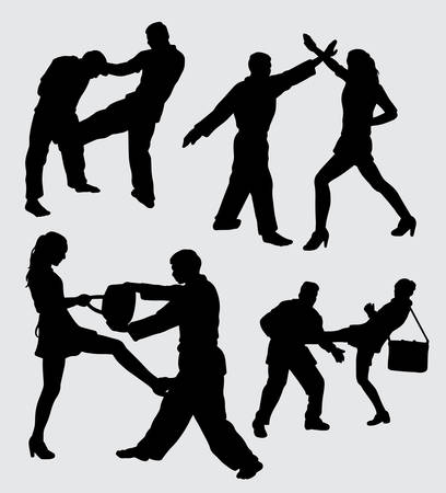 Fighting gesture martial art sport silhouette Good use for symbol, web icon, mascot, and others.のイラスト素材