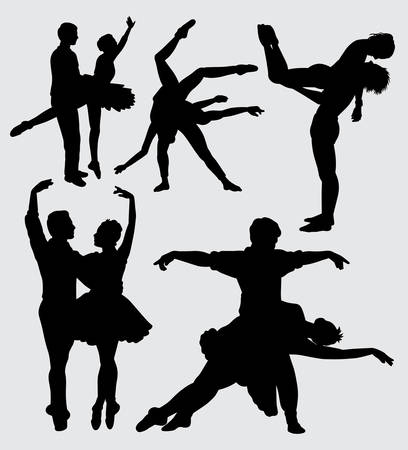 Ballet or ballerina couple dancers silhouette Good use for symbol, web icon, mascot, and others.のイラスト素材
