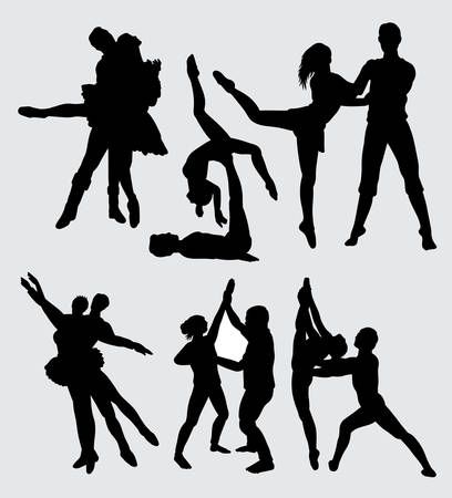 couple ballet or ballerina silhouette. Good use for symbol, web icon, mascot, and others.のイラスト素材