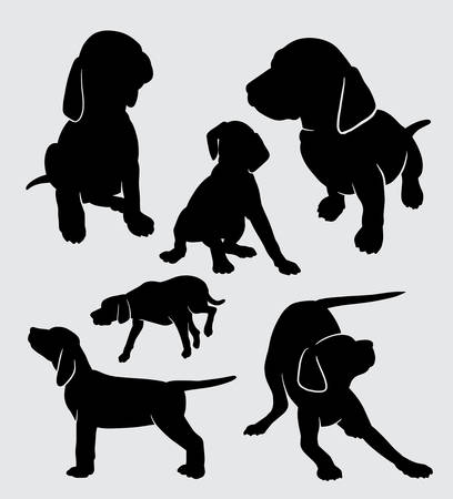 vizsla dog animal silhouette good use for symbol, logo, web icon, mascot, sticker, sign, or any design you want.のイラスト素材