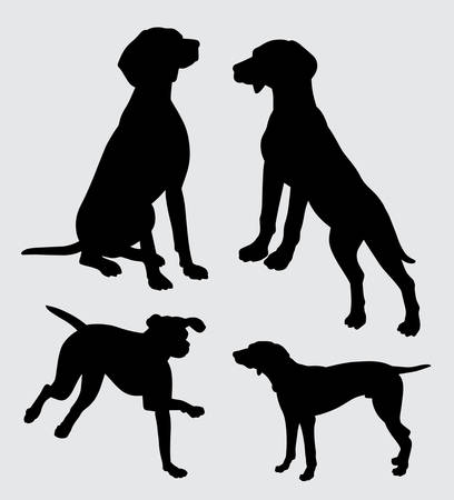 Vizsla dog animal action silhouette good use for symbol, logo, web icon, mascot, sticker, sign, or any design you want.のイラスト素材