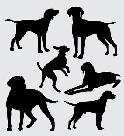 vizsla dog pet mammal animal silhouette good use for symbol, web icon, mascot, sticker, and others.のイラスト素材