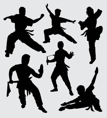martial art silhouette. good use for symbol, web icon, mascot, sticker, sign, and others.のイラスト素材