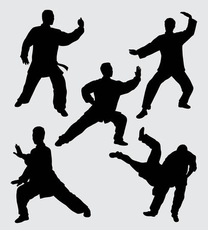 Martial art fighter silhouette. good use for symbol, web icon, mascot, sticker, sign, or any design you want.のイラスト素材