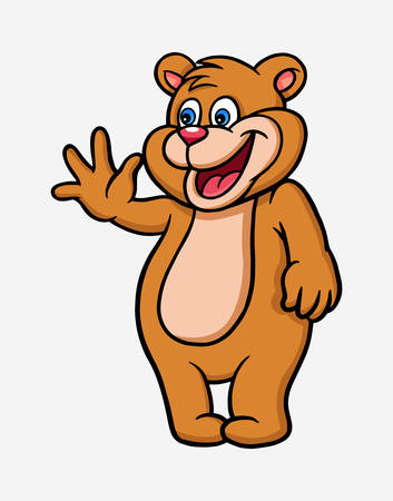 Bear good bye animal cartoon character good use for symbol, logo, web icon, mascot, sign, sticker, or any design you want.のイラスト素材