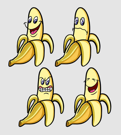 Banana emoticon icon, cartoon character expression, good use for symbol, logo, web icon, mascot, sticker, or any design you want.のイラスト素材