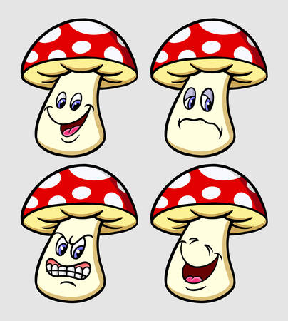 Mushroom emoticon icon, cartoon character expression goo use for symbol, logo, web icon, mascot, sticker, or any design you want.のイラスト素材