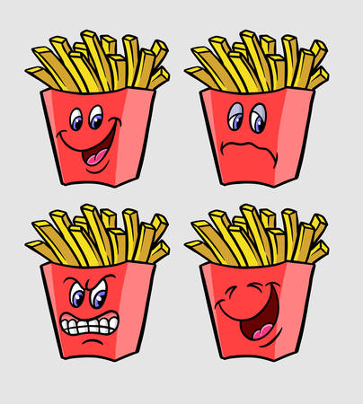 Friend fries emoticon icon expression cartoon character, good use for symbol, logo, web icon, mascot, sticker, or any design you want.のイラスト素材