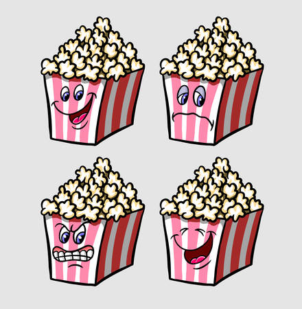 Popcorn emoticon icon cartoon character expression, good use for symbol, logo, web icon, mascot, sticker, or any design you want.のイラスト素材