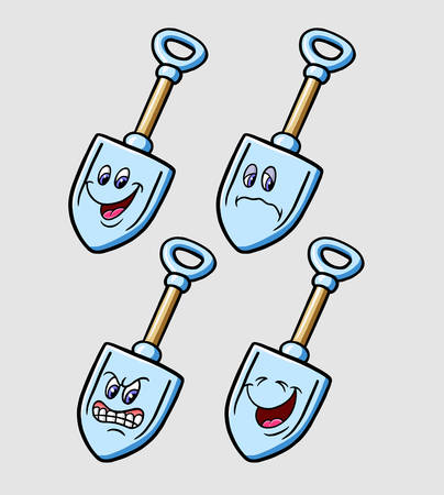 Shovel emoticon icon cartoon character, good use for symbol, logo, web icon, mascot, sticker, or any design you want.のイラスト素材