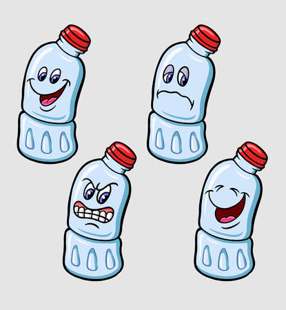 Bottle cartoon character emoticon icon expression, good use for symbol, logo, web icon, mascot, sticker, sign, or any design you want.のイラスト素材