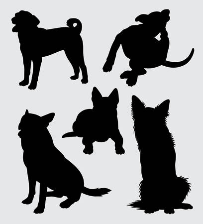 German shepherd and kind of dog silhouetteのイラスト素材
