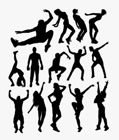 Free style people action silhouette. Good use for symbol, logo, web icon, mascot, sticker, or any design you want.のイラスト素材