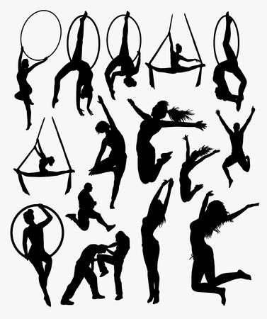 Training silhouette. good use for symbol, logo, web icon, mascot, sticker, or any design you want.のイラスト素材