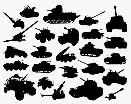 Tank transportation silhouette. Good use for symbol, logo, web icon, mascot, sticker, or any design you want.のイラスト素材