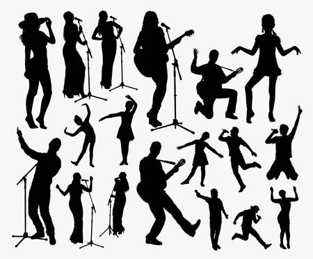 singer and entertainer silhouette. Good use for symbol, logo, web icon, mascot, sticker, or any design you want.のイラスト素材