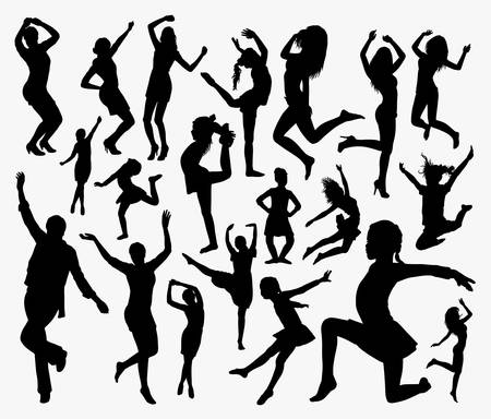 People action silhouette. Good use for symbol, logo, web icon, mascot, sticker, or any design you want.のイラスト素材