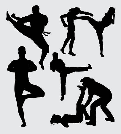 Martial art extreme sport silhouetteのイラスト素材