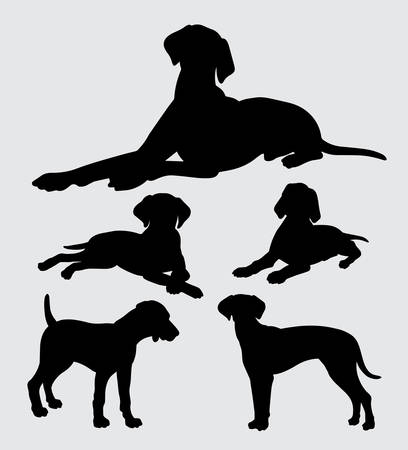 Pointer and any kind of dog silhouetteのイラスト素材