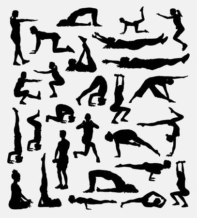 Dance and acrobat silhouette for symbol, logo, web icon, mascot, game elements, mascot, sign, sticker design, or any design you want. Easy to use.のイラスト素材