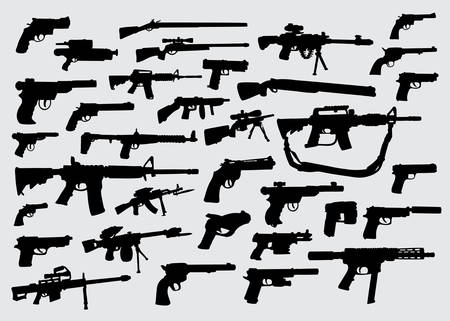 Gun, pistol, weapon silhouette good use for symbol, logo, web icon, mascot, sign, or any design you wantのイラスト素材