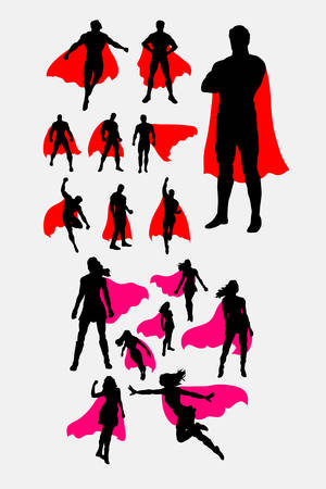 Male and female superhero silhouetteのイラスト素材