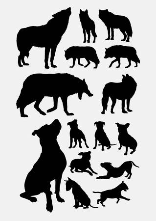Wolf and dog animal silhouetteのイラスト素材