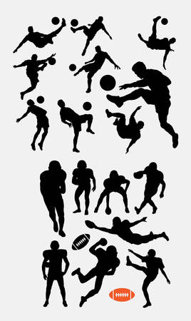 Soccer and american football sport silhouetteのイラスト素材