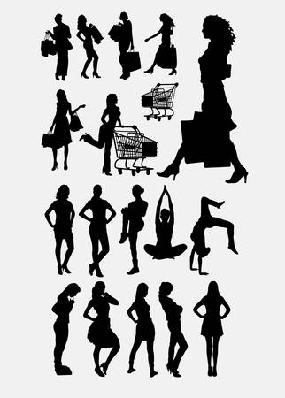 Female people shopping silhouettesのイラスト素材