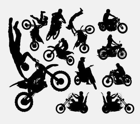 Motocross motorcycle sport silhouettesのイラスト素材
